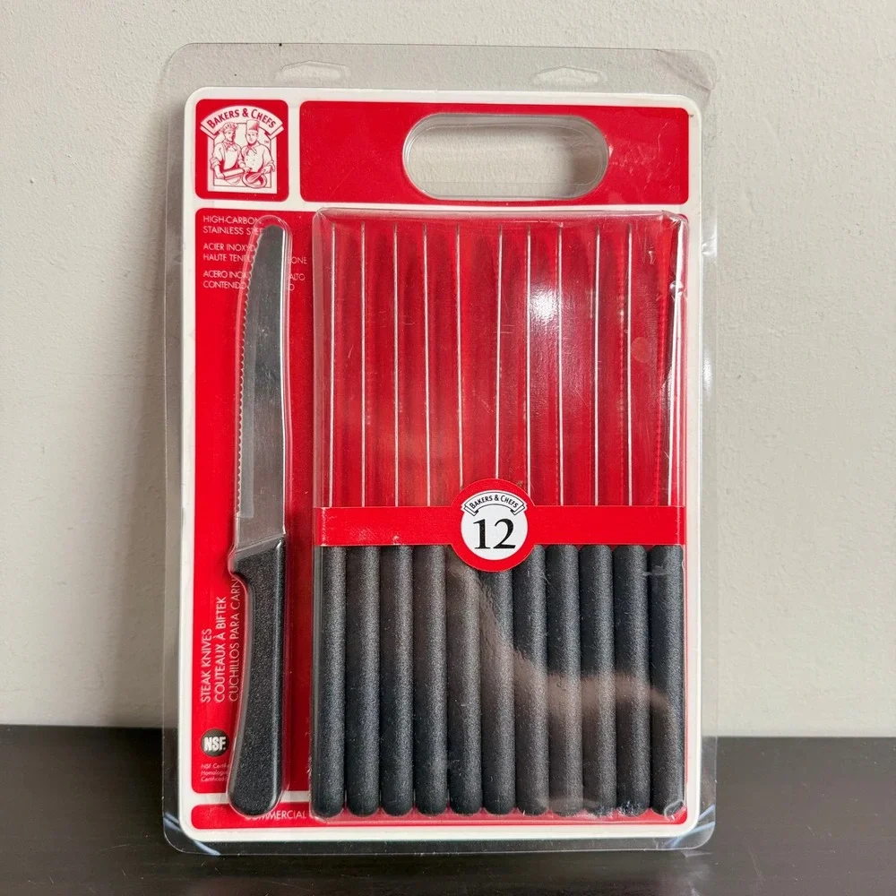 Bakers & Chefs 12 Piece Steak Knife Set High Carbon Stainless Steel NSF 515 NEW